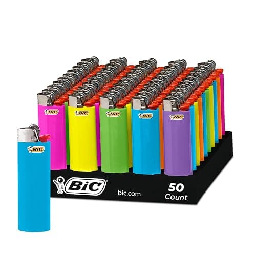 BIC Classic Lighters, Pocket Lighter Style, Fashion Assorted Colors, 50 Count Tray Disposable Lighters - Image 1