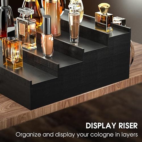 Sephyroth Cologne Organizer for Men 4 Tier of Elevated Cologne Display Shelf with Drawer Storage Perfume Organization and Storage Display Risers,Great Gift for Man(4Tier-Black) thumbnail 5