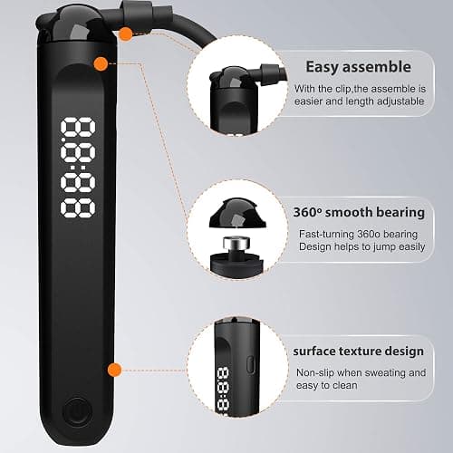 Jump Rope With Counter and App - Tangle-Free Rapid Speed Skipping Rope for Fitness, Home Exercise, Workout - Gifts for Adults, Women, Men, Kids thumbnail 4