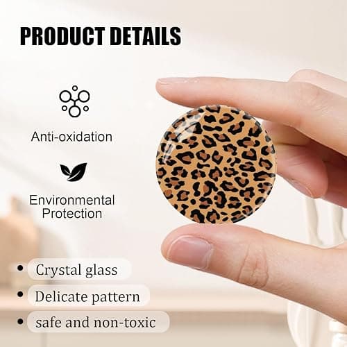 Glass Refrigerator Magnet 6Pcs Magnetic Fridge Sticker,Decor for Kitchen,Whiteboard, Cabinet,Leopard Print thumbnail 4