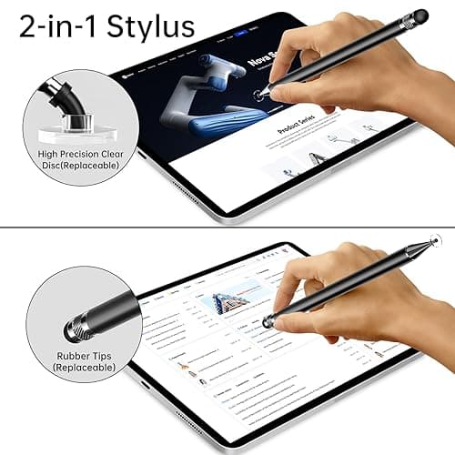 Stylus (5 Pcs), 2-in-1 Stylus Pen for Touch Screen, High Precision and Sensitivity, Suitable for iPhone/ipad/Android Tablets, Compatible with All Touch Screens (Black/White/Blue/Rose Gold/Silver) thumbnail 4