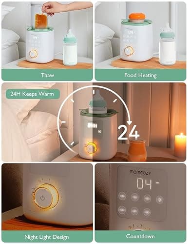 Momcozy Baby Bottle Warmer for Breast Milk Formula Food, Fullest Nutrients Preserved, Fast Heat, Night Light for Nighttime Breastfeeding, One-Touch Easy Use, Newborn Essentials Supplies Gift for Mom thumbnail 8