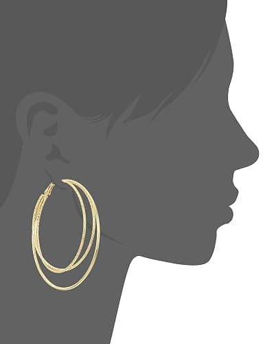 Guess Smooth and Textured Wire Gold Hoop Earrings thumbnail 2