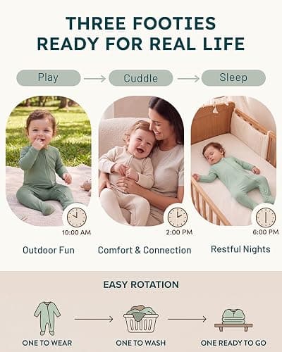 Yoofoss Viscose Bamboo Baby Pajamas Newborn Sleepers For Boy Girl Clothes | Footed Pajamas for Newborn 0-3 3-6 6-9 12 18 Months , Two Way Zipper 3Pcs Soft Sleep and Play Infant Pjs Baby Essentials thumbnail 7