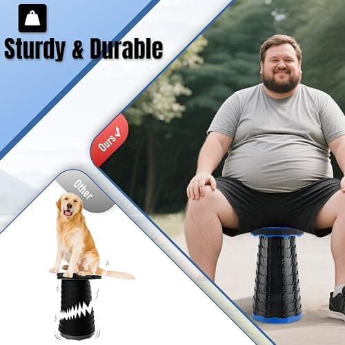 Doseno Upgraded Foldable Stool Thickened Set of 2, Portable Collapsible Stool Retractable Stool, Foldable Portable Collapsible Chair for Fishing, Hiking Tours, BBQ, Parties, Outdoor Activities (Blue) thumbnail 6