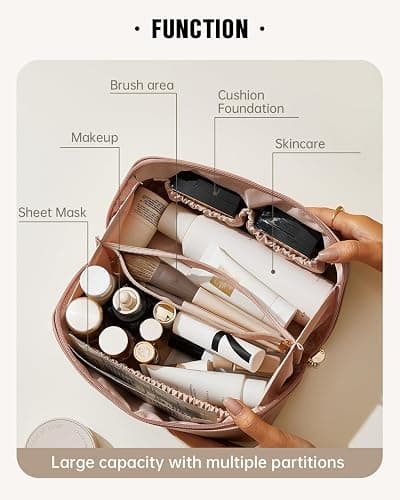 EACHY Travel Makeup Bag,Large Capacity Cosmetic Bags for Women,Waterproof Portable Pouch Open Flat Toiletry Bag Pattern Makeup Bag thumbnail 2