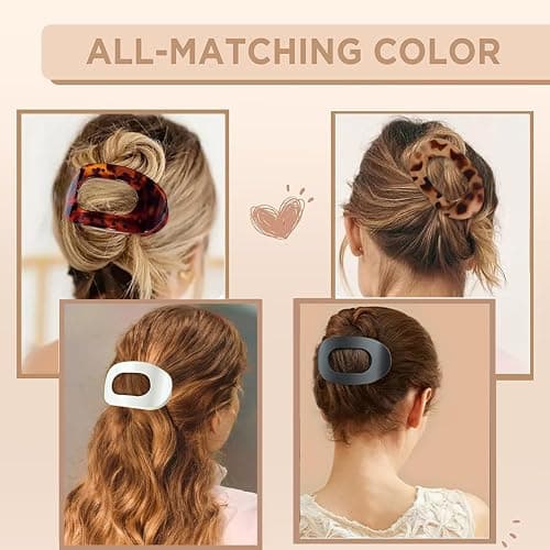 4 PCS Flat Claw Clips for Women, French Design Flat Hair Claws, Ergonomic Curved Claw Clips for Thick Thin Curly Hair, Strong Hold No Slip Grip Hair Clips, Cute Hair Jaw Clips Nonslip Clips thumbnail 7