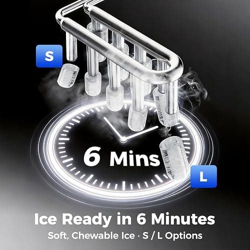 OSTBA Countertop Ice Maker Machine, Portable Ice Maker Makes 9 Bullet Ice Cubes in 6 Minutes, 26Lbs/Day Ice Makers Countertop with Self-Cleaning, Compact Mini Ice Maker for Home Kitchen RV Party thumbnail 3