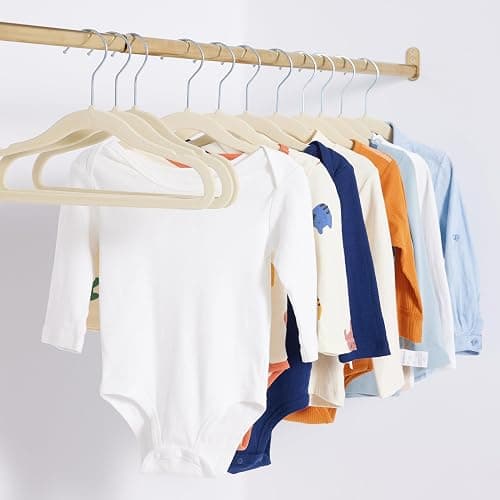 Amazon Basics Lot de 30 cintres antidérapants en velours pour enfants et tout-petits, 29 cm, beige thumbnail 2