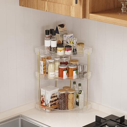 Lifewit Make Up Organizer, Schminktisch Organizer, Stabil Eck-Mehrzweck-Regal für Parfüm/Hautpflegemittel/Duschgel im Badezimmer,Küche,Schlafzimmer, Transparente, 3 Stufen thumbnail 6