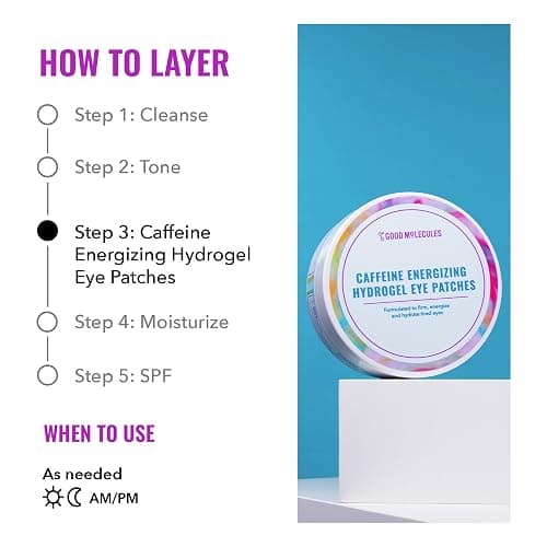 Good Molecules Caffeine Energizing Hydrogel Eye Patches - Eye Mask with Hyaluronic Acid Hydrate and Reduce Puffiness - Pack of 30, Skincare for Face thumbnail 5