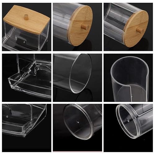 Tbestmax Bathroom Organizer Accessories Set-10 OZ Qtips Holder Storage with Bamboo Lids, Cotton Ball/Swabs Dispenser, Apothecary Container Jar 3 Pcs thumbnail 5