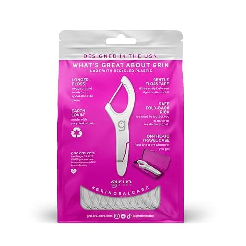 GRIN Smooth Flosspyx, Gentle Floss Picks, 150 Count, Dental Flossers, Minty Flavor, Recycled Plastic, Smooth Floss, Tight Teeth, Premium Longer Floss Head, Includes Safe Fold-Back Tooth Pick thumbnail 2