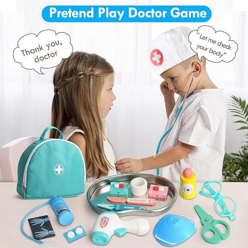 Lehoo Castle Kids Doctors Set, Pretend Doctor Kit Toys Medical Playset, Wooden Play Toys, Educational Toys for 3 Year Old Boys thumbnail 8