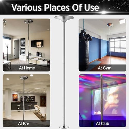 Yaheetech Professional Dance Pole Spinning Static Dancing Pole Portable Removable 45mm Dance Pole Kit for Exercise Club Party Pub Home w/Tools, Silver/Gold thumbnail 2