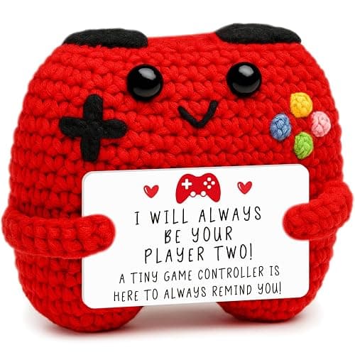 Handmade Crochet Game Controller Décor, Romantic Gift for Couples, Valentine’s Day, Anniversary, Cute Desk Decoration, Gaming Room Accessories Stuff, Handmade Home Décor for Boyfriend Girlfriend - Image 1