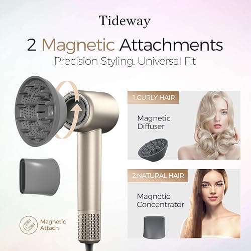 Tideway Hair Dryer, Blow Dryer with Diffuser High-Speed Plasma Ionic Low Noise for Fast Drying, Travel Hair Dryer for Women and Man, Curly/Wavy & Long/Thick Color-Treated Hair H11 thumbnail 7
