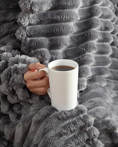 Super Soft Fleece Blanket Throw Size - Fleece Throw Blanket for Bed, Couch & Chair - Cozy, Warm & Breathable - All Season Fuzzy, Cute, Microplush Bedding for Women, Men and Teens - 50x60, Dark Grey thumbnail 2