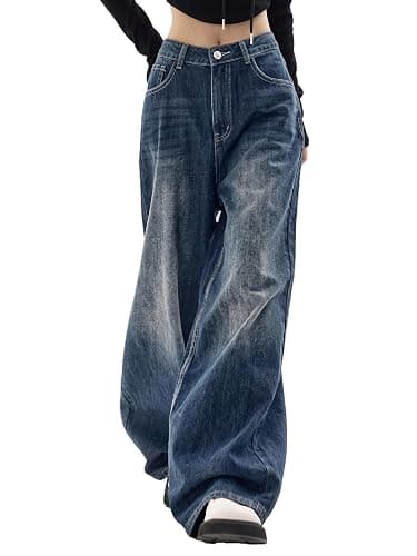 EMMIOL Jeans for Women Wide Leg Baggy Jeans High Waist Y2K Casual Loose Boyfriends Trousers Vintage Streetwear - Image 1