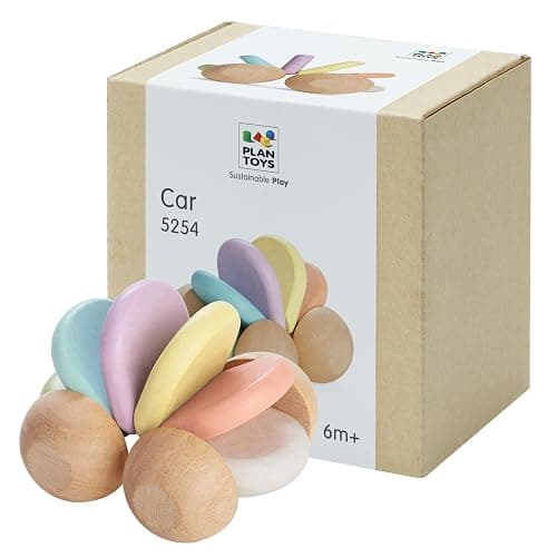 PlanToys® Wooden Baby Push Toy Car | Montessori Toy for Infants | Wooden Baby Toy with Flexible Body | Sensory & Motor Skill Development Toy for 6+ Months - Image 1