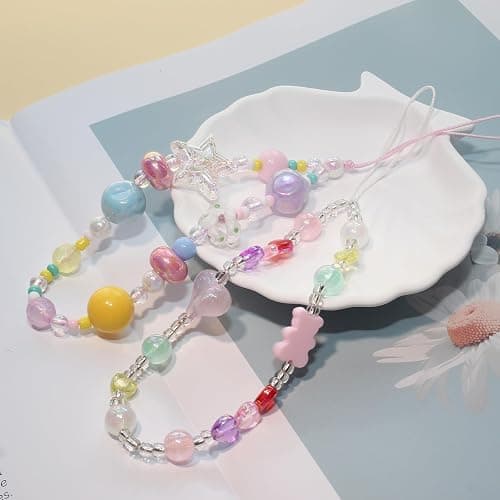 ANROFA Cute Digital Camera Wrist Strap,Beaded Phone Charms wristlet Strap,Kawaii Bracelet Wrist Lanyard,Charm Holder for Women thumbnail 3