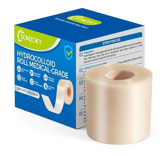 SOMZOKY Hydrocolloid Roll for Wound Care, 2in x 16ft Extra Large Hydrocolloid Bandages with Self-Adhesive, Ultra Absorbent, Flexible & Waterproof - Image 1