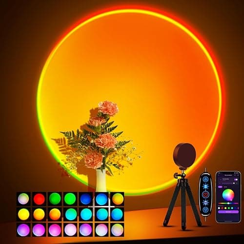 Tsrarey Sunset Lamp Multicolor Changed Night Light Projector with Button Switch,APP Control,360°Rotation for Room Decor,Party,Tiktok Live,Photography - Multicolor-A - Image 1