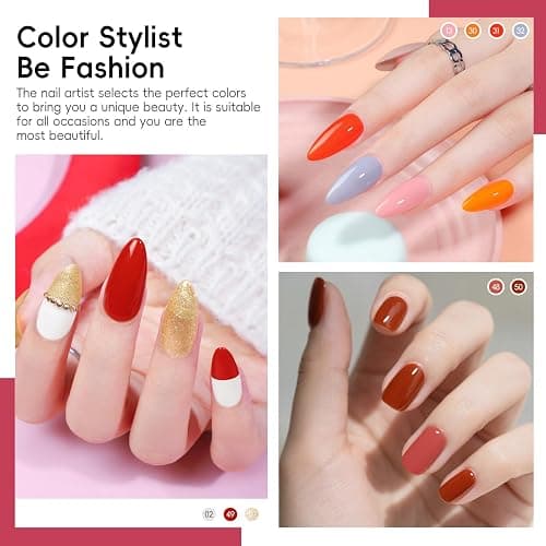 COSCELIA 40pcs Fall Gel Nail Polish Set, 35 Colors Nail Gel polish with 5 Bottles Base and Top Coat White Brown Black Nude Red Orange Fall Winter Colors Nail Art Christmas Gifts for Women Girls thumbnail 8