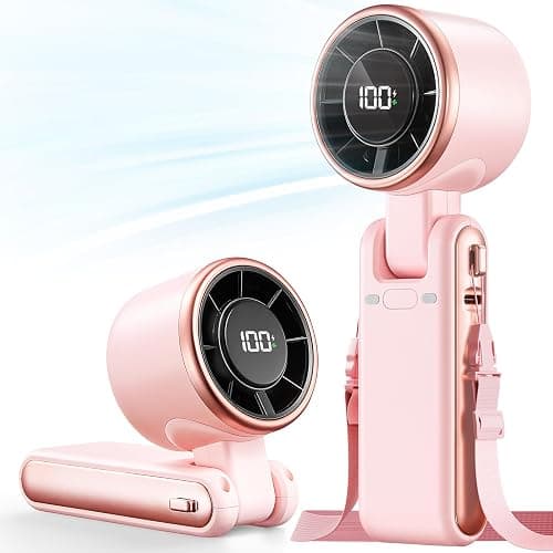Bearwind Portable Handheld Turbo Fan - 5 Gear High Speed 4000mAh Rechargeable Mini Personal Hand Fan Blow Cold Air, Battery Operated Travel Essentials, Beach Vacation, Gifts for Women, Men (Pink) - Image 1