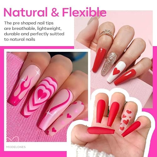 modelones X Nail Gel Kit, Fake Nails Long Coffin, 9-in-One Glue Prep Dehydrator & Portable Mini U V Light Acrylic Clipper, 500Pcs Coffin Tips for Extension Kit DIY Salon Home Gifts for Women thumbnail 2