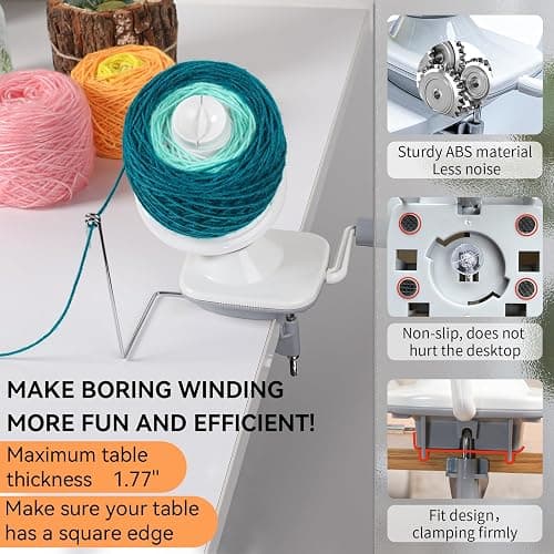 SPEENSUN Yarn Winder, Yarn Winder for Crocheting, 3.5 OZ Easy-to-Install and Efficiently Yarn Ball Winder with Lower Noise, Yarn Spinner for Crochet and Knitting Lover for Yarns Below Size 5 thumbnail 4