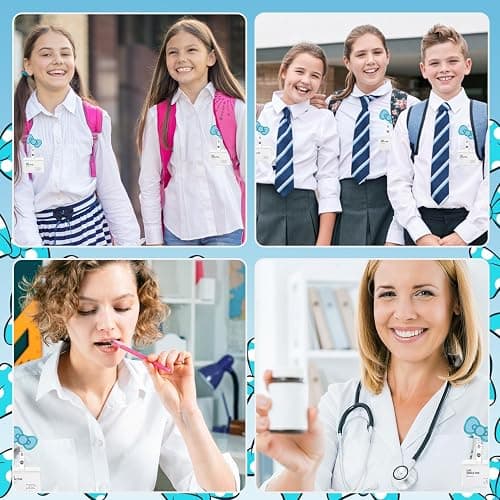 CTOHN Bow Badge Holder Reels, Cute Retractable Blue Bows Nurse Nursing Badge Clips for School Students Pediatric Medical Assistant ID Badges Name Tag Card thumbnail 6