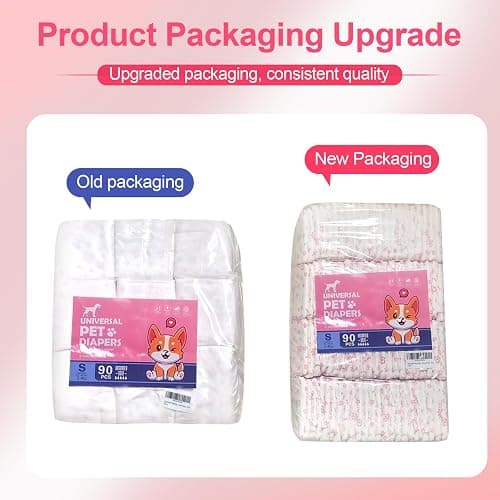 Disposable Dog Diapers Female 90 Count Doggie Diapers for Female Dogs (Waist 10-16.5 in S) Super Absorbent Small Doggie Diapers for Heat Excitable Urination or Incontinence - Pink thumbnail 2