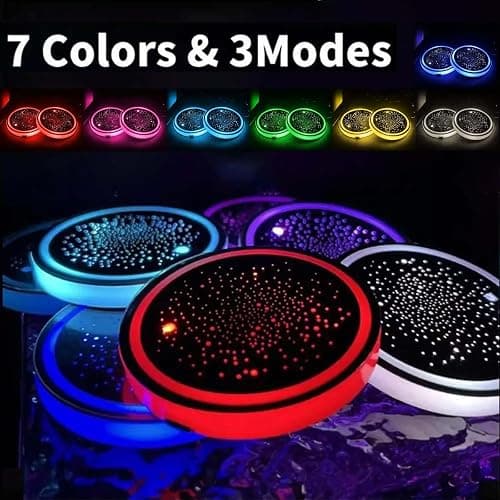 2PCS LED Car Cup Holder Lights, Light up Car Coasters for Cup Holders | 7 Colors Changing USB Charging Mat Waterproof Cup Pad, Car Gifts for Men & Women thumbnail 5