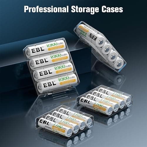 EBL AA 2300mAh (8 Pack) and AAA 1100mAh (8 Pack) Ni-MH Rechargeable Batteries and AA AAA Rechargeable Battery Charger with 2 USB Charging Ports - Charger+8AA+8AAA thumbnail 7