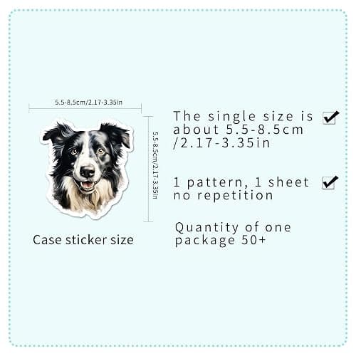 OTYSLIU Border Collie Sticker 50 Pcs Cute Dog Party Favors Puppy Stickers for Food Bowls Doghouse Decals Waterproof thumbnail 5