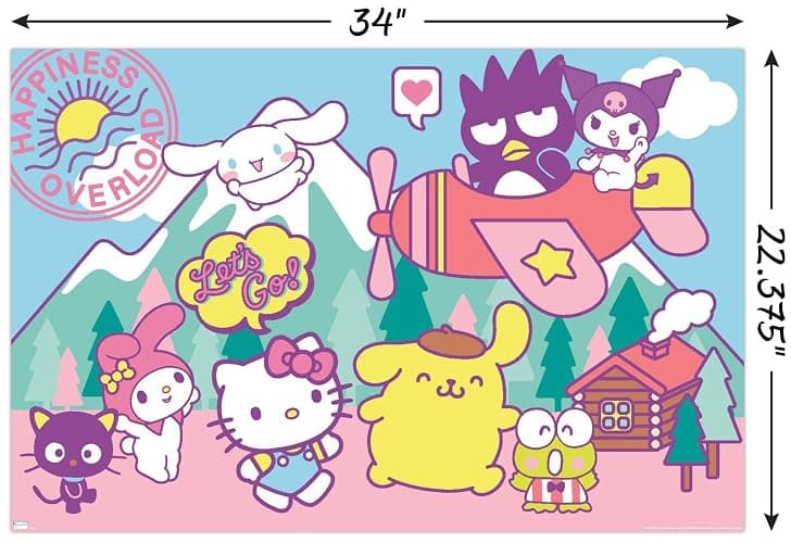 Trends International Hello Kitty and Friends - Happiness Overload Wall Poster, Bedroom thumbnail 3