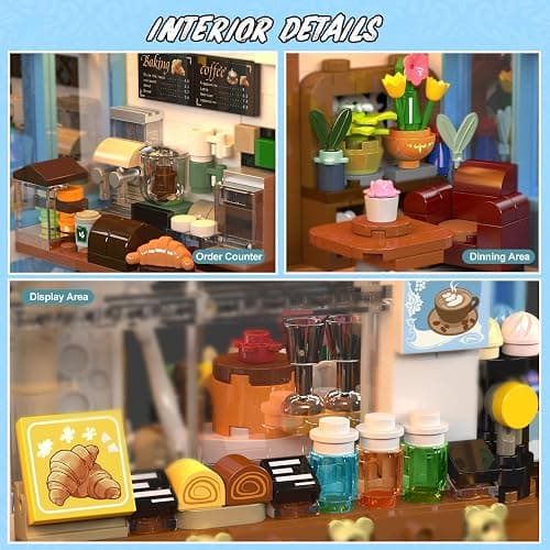 PLAXSOON Flower Café House Building Set with Lights and Openable Design | Botanical Coffee Architecture 1520 PCS, Floral Bakery Construction Model for Home Decor, Gift for Adults Women Teens Girl 12+ thumbnail 6