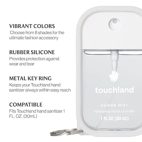 Touchland Hand Sanitizer Mist Case 1FL. OZ., Protective and Stylish Hand Sanitizer Spray Accessory, Silicone Case with Keyring, Icy White thumbnail 5