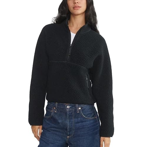 Yioaga Womens Fleece Half Zip Pullover Fuzzy Sherpa Jacket with Pockets | Soft Fuzzy Sherpa Fleece, Half‑Zip Mockneck, Cropped Long Sleeve, Drop Shoulder, Side Zip Pockets, Casual Warm Women Pullover thumbnail 2