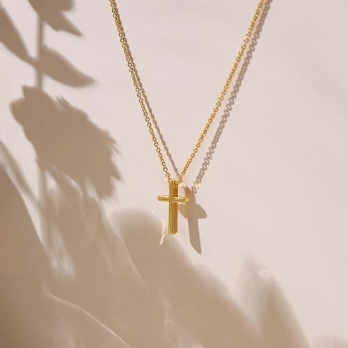 zvcofun Cross Necklace for Women, Dainty 14K Gold Plated Cross Pendant Small Cross Choker Cute Gold Necklaces for Women Trendy Cute Stuff Faith Jewelry Christmas Gifts thumbnail 5