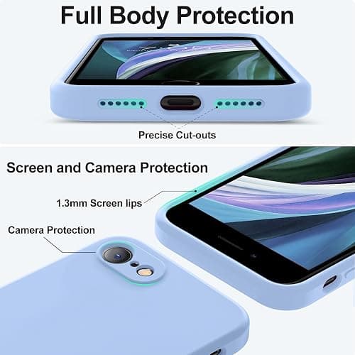 Vooii for iPhone SE Case 2022/3rd/2020,iPhone 8/7 Case, Upgraded Liquid Silicone with [Flat Edges] [Camera Protection] [Soft Anti-Scratch Microfiber Lining] Phone Case for iPhone SE - Light Blue thumbnail 4