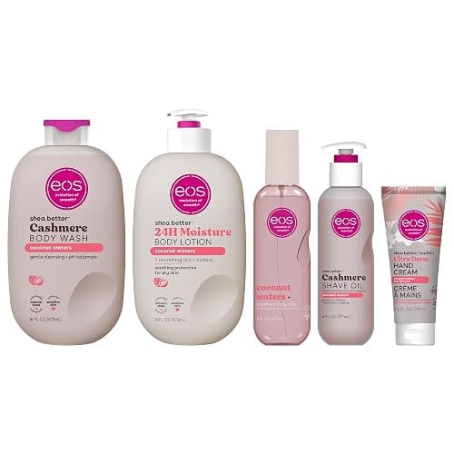 eos Coconut Waters Body Care Set - Body Lotion, Body Wash, Body Mist, Shave Oil, Hand Cream, 4-Piece Tropical Self-Care Routine Bundle - Image 1