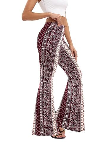 WSPLYSPJY Women's Print Stretch Bell Bottom Flare Palazzo Pants Trousers thumbnail 7