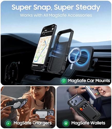 DEVISELOVE Magnetic for iPhone 17 Pro Case Military-Grade Shockproof, Rugged Phone Case, Heavy Duty Protection [Compatible with MagSafe] Anti-Fingerprint Cover for iPhone 17Pro Case 6.3", Black thumbnail 5