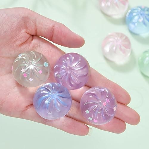 Xinbalove Mini Glitter Dumpling Squishy, Sensory Stress Squishy Dumpling Hand Toys, Soft Dumplings Squeeze Dough Ball for Stress Relief, Classroom Prizes, Calming Adults Fidget Toys 4 Pack thumbnail 5