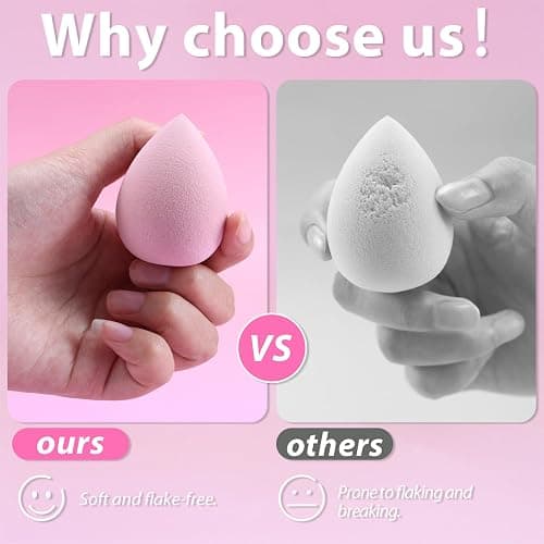 Makeup Sponge Set Foonbe Blender Sponges 7 Pcs for Liquid, Cream, and Powder, Latex Free, Multi colored Beauty Sponges with 1 Mini Sponge, Vegan & Cruelty-Free - Pink thumbnail 8