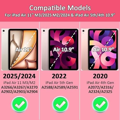 Jarviwiin Case for iPad Air 11 Inch M3/M2 2025/2024, iPad Air 5th/4th Generation 10.9" 2022/2020, Tri-Fold Folio Auto Wake/Sleep Cover with Clear Back/Pencil Holder for Air 5 4 (Floral Pink) thumbnail 2