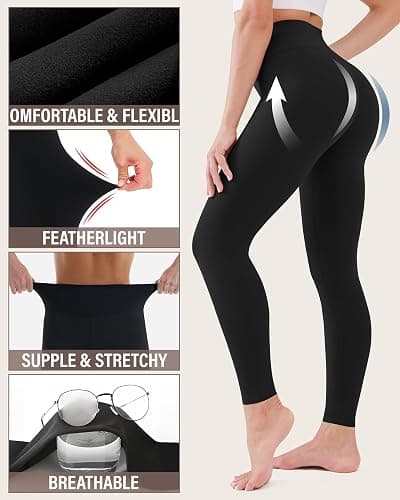 Cheerace High Waist Leggings for Women - Opaque, Soft Tummy Control Athletic Pants for Yoga, Running, Workout and Gym thumbnail 5