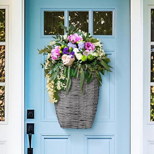 Marsui Front Door Basket Woven Hanging Basket with Hemp Rope Handmade Large Woven Hanging Storage for Flowers Plant Organizing Decorative Wall Front Door Entrance 15.75 x 11.81 x 5 Inches thumbnail 6